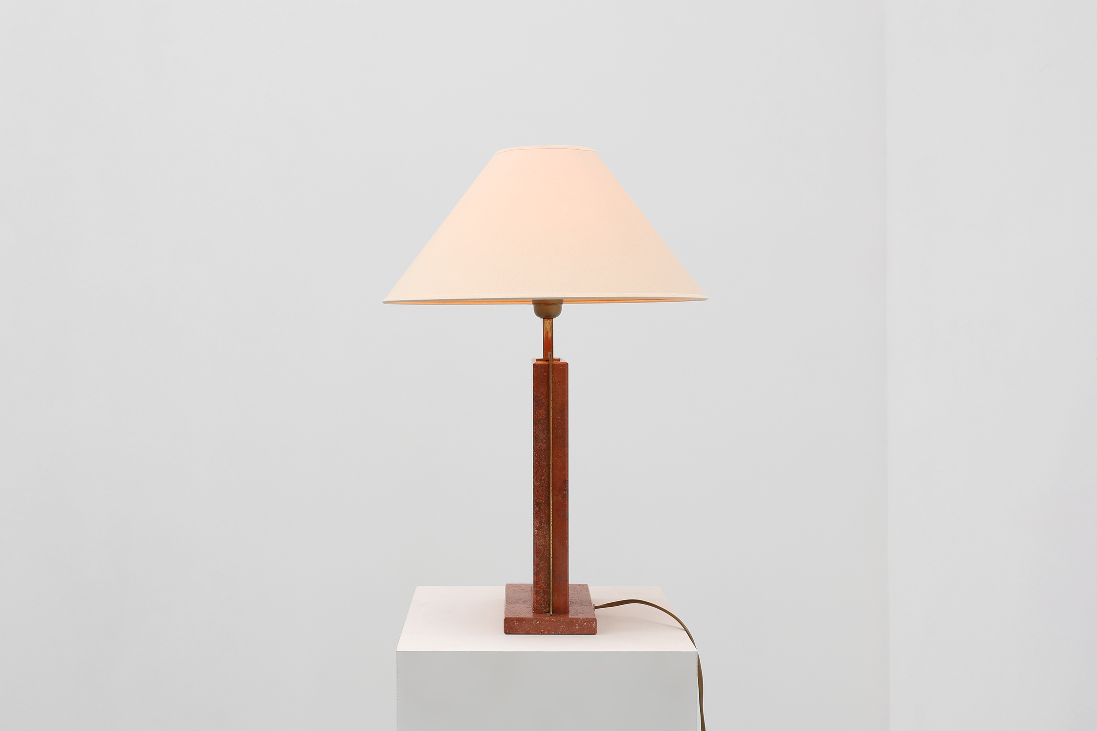 Vintage red marble table lamp by Camille Breesch in Hollywood regency stylethumbnail